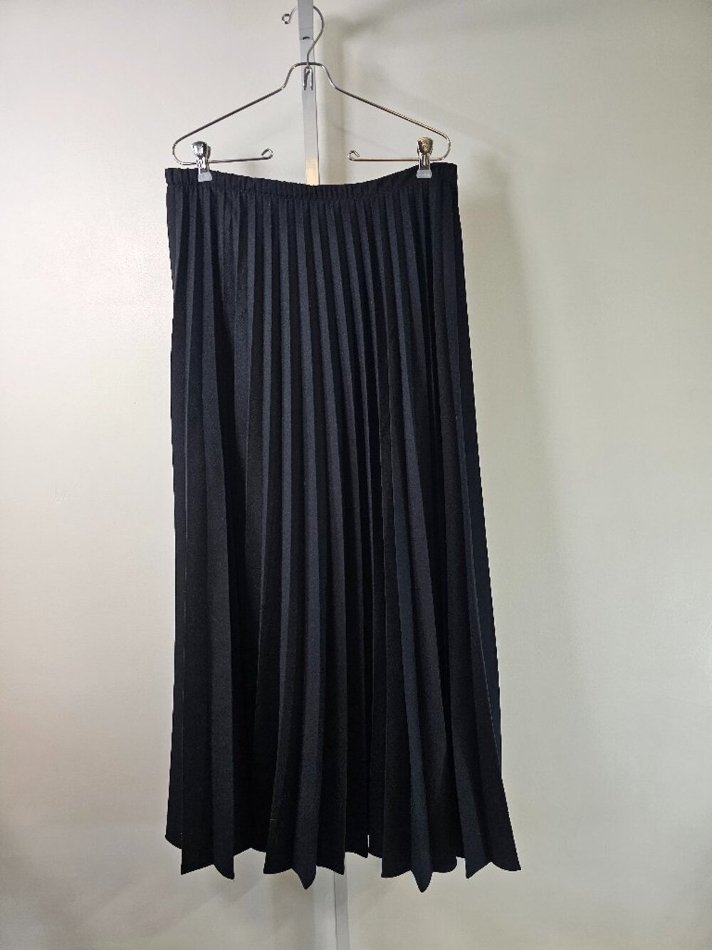 Vintage Skirt Black Maxi Pleated A-line Goth Minimalist 12